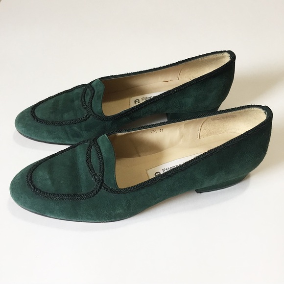 Etienne Aigner Shoes - Vintage Etienne Aigner Sage Green Suede Loafers